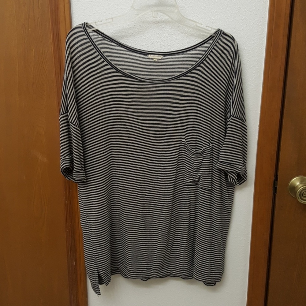 Club Monaco oversized black & white striped shirt